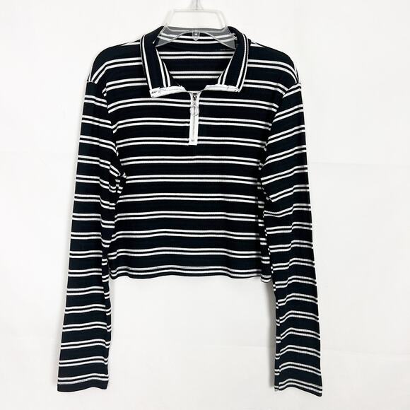 Women's Pullover Cropped Striped Top Size Small - Picture 1 of 8